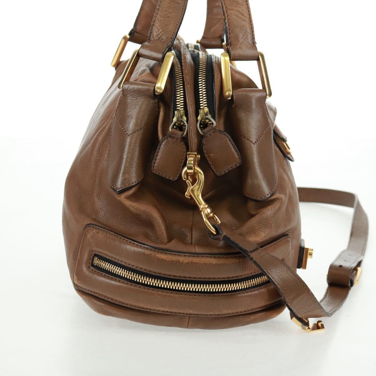 Chloe Hand Bag Leather 2way Brown Gold Auth 151789