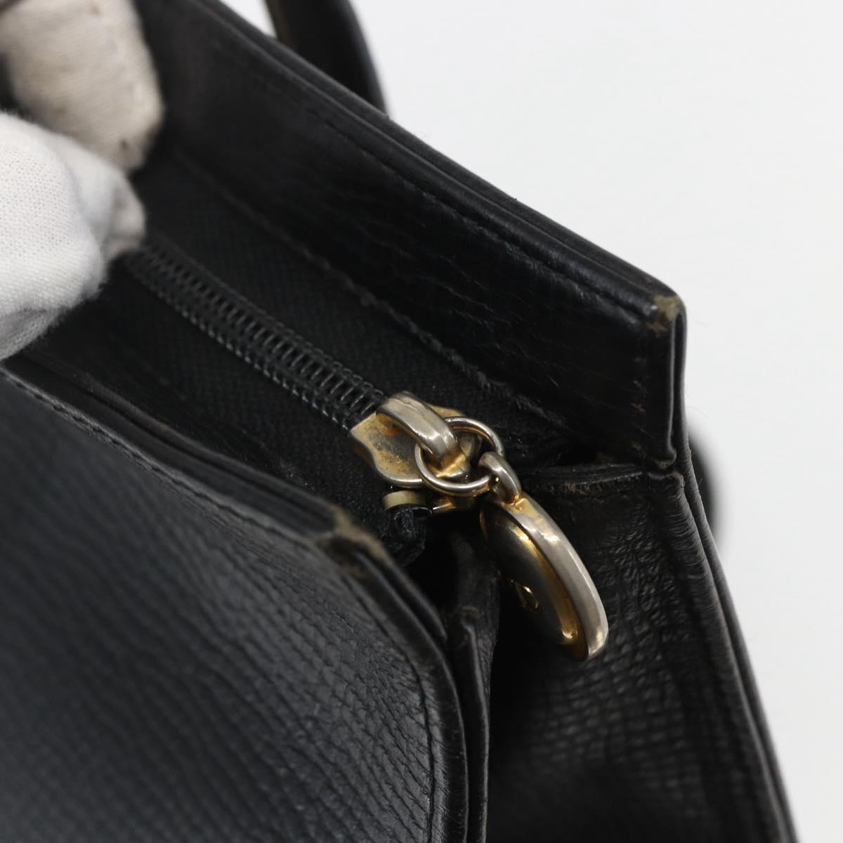 Christian Dior Hand Bag Leather Black Gold Auth 151795