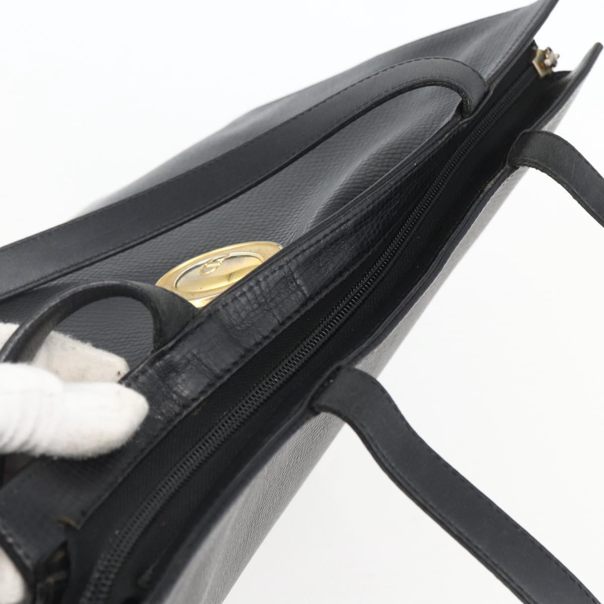 Christian Dior Hand Bag Leather Black Gold Auth 151795