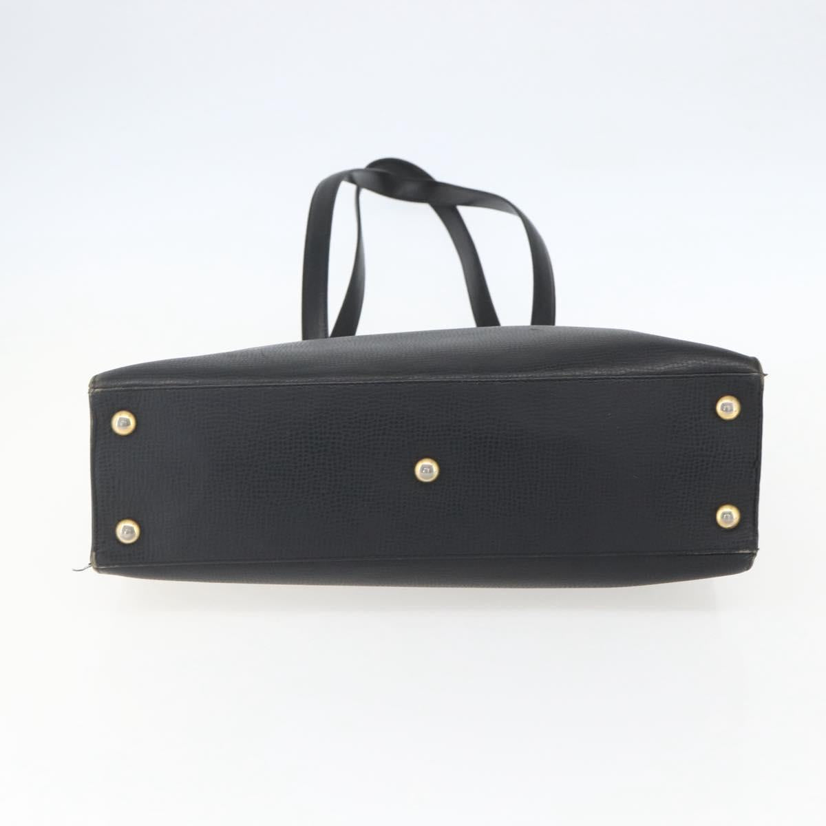 Christian Dior Hand Bag Leather Black Gold Auth 151795