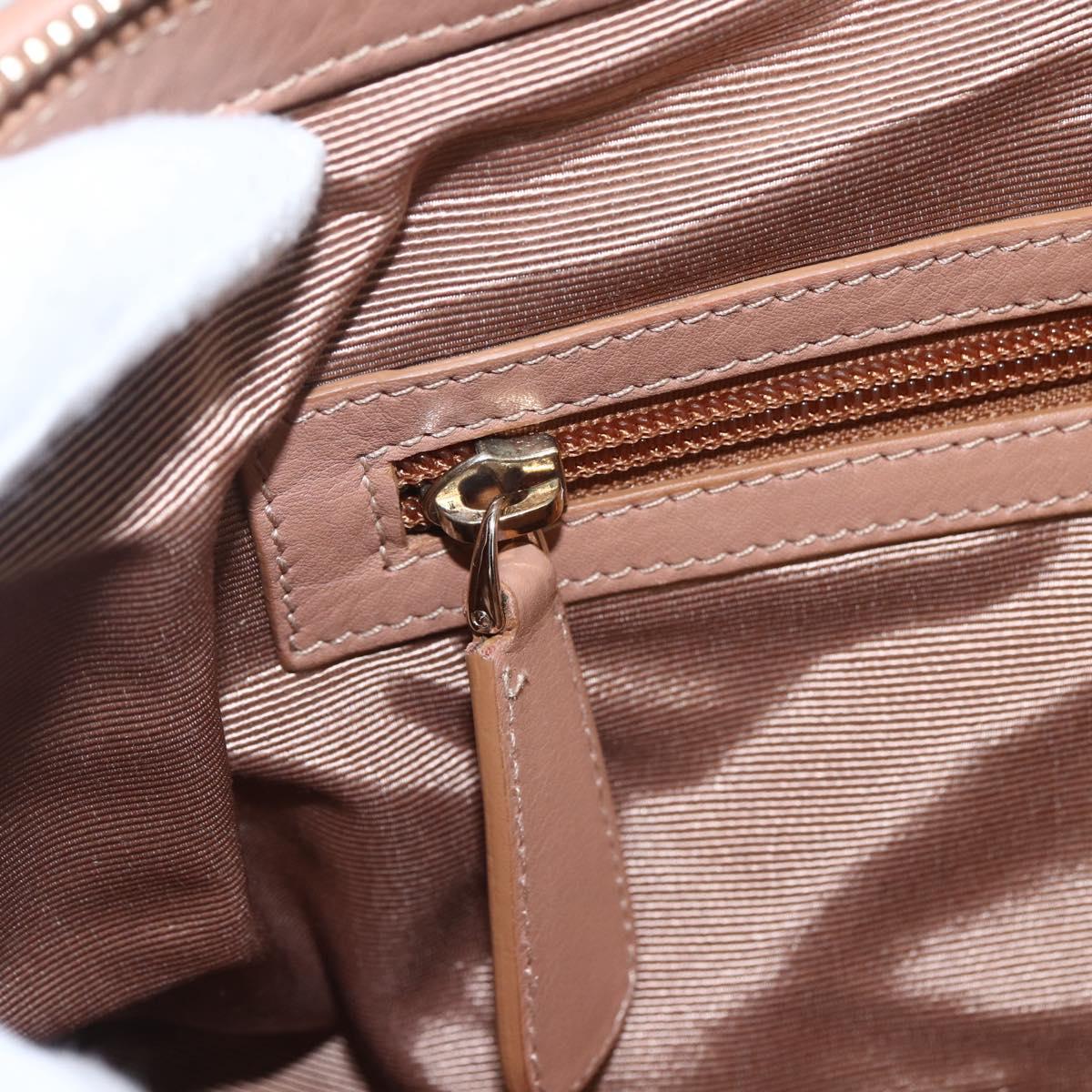 BALLY Hand Bag Leather Beige Gold Auth 151798