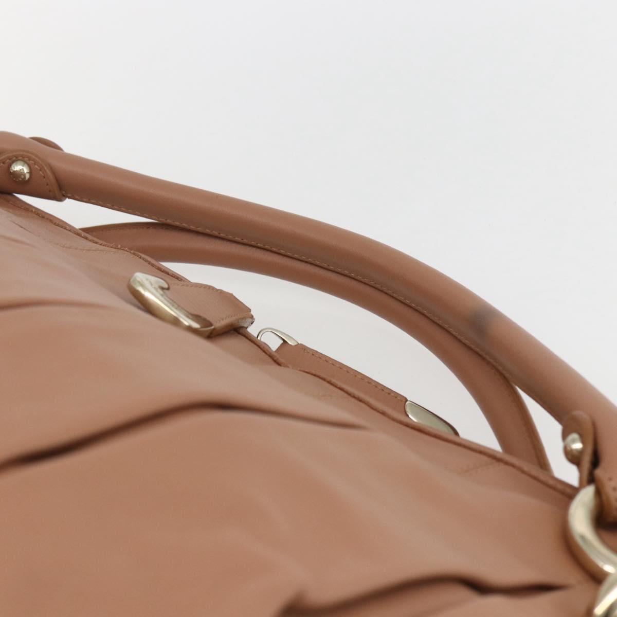 BALLY Hand Bag Leather Beige Gold Auth 151798
