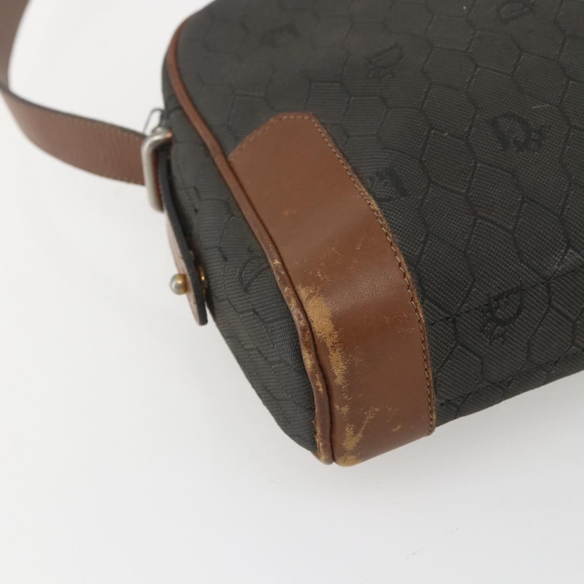 Christian Dior Honeycomb Canvas Shoulder Bag Gray Auth 151804