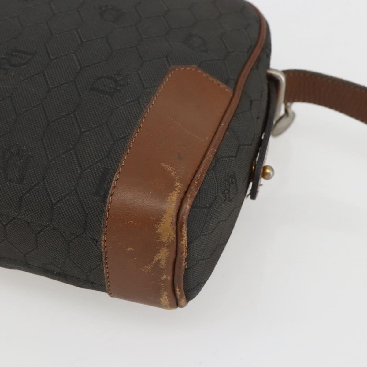 Christian Dior Honeycomb Canvas Shoulder Bag Gray Auth 151804