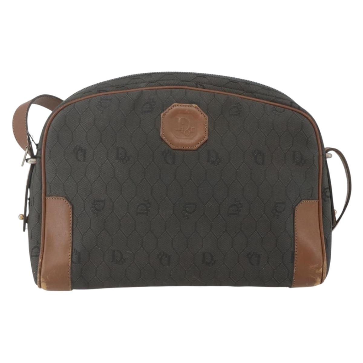 Christian Dior Honeycomb Canvas Shoulder Bag Gray Auth 151804