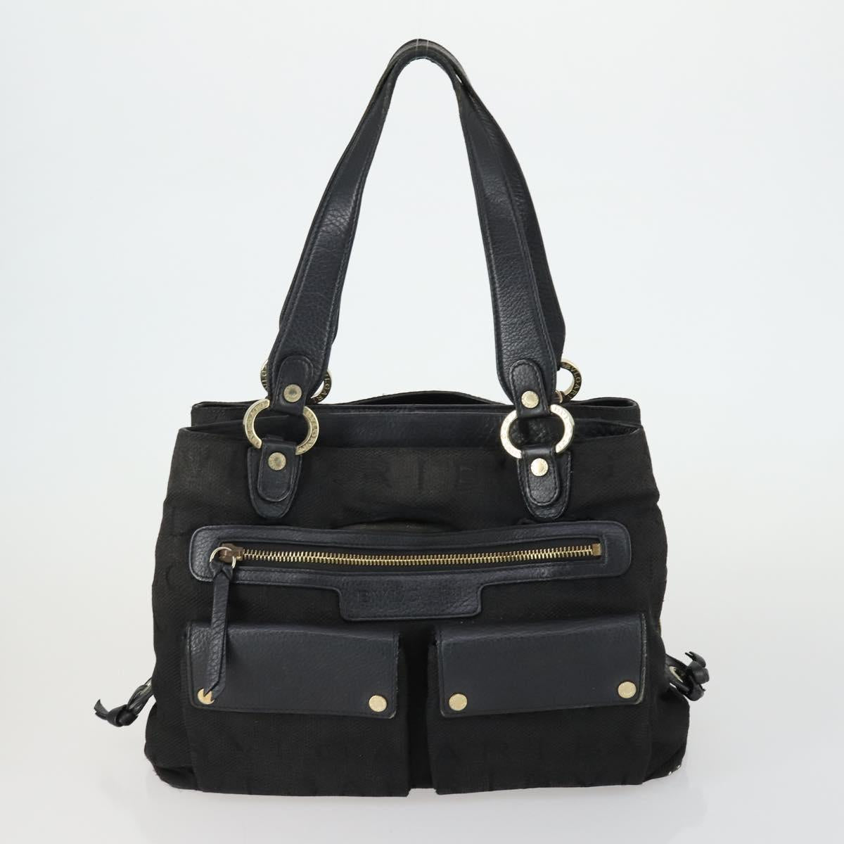 BVLGARI Tote Bag Canvas 3 Set Black Auth 151805