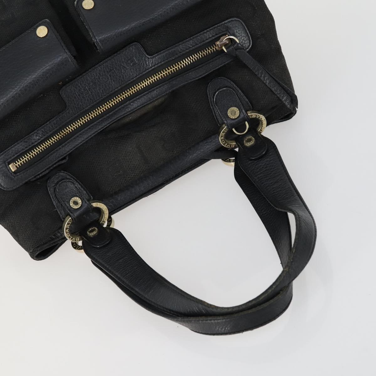 BVLGARI Tote Bag Canvas 3 Set Black Auth 151805