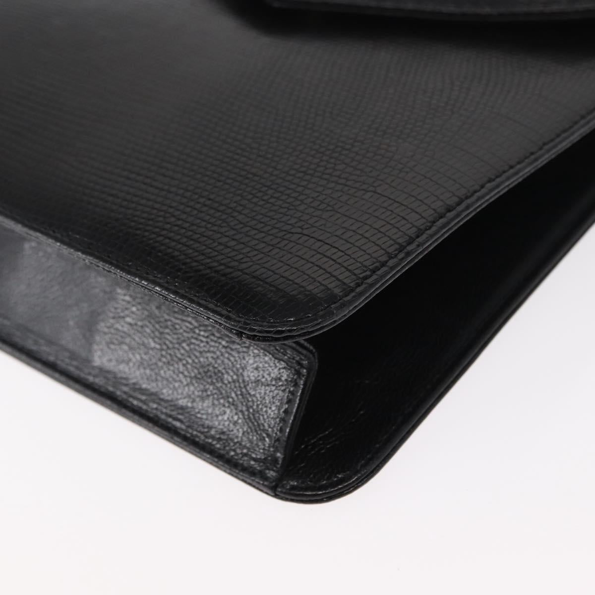 SAINT LAURENT Shoulder Bag Leather Black Gold Auth 151813