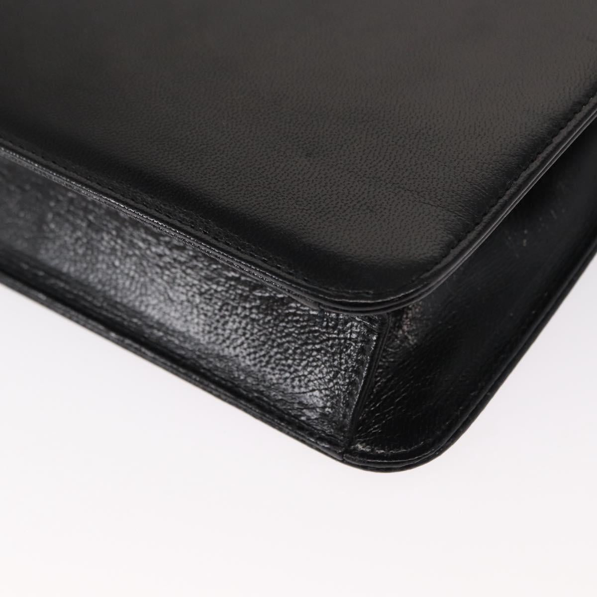 SAINT LAURENT Shoulder Bag Leather Black Gold Auth 151813