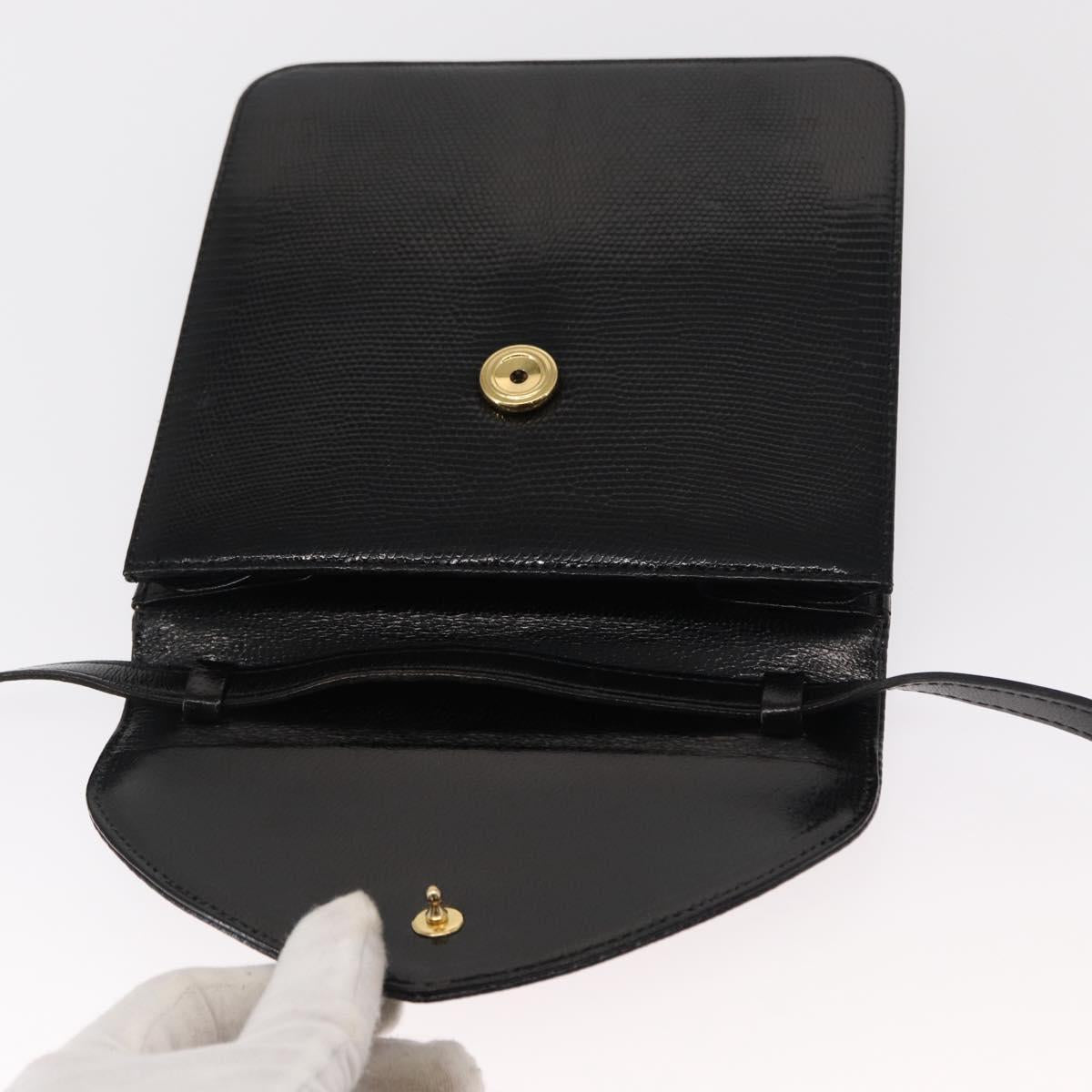 SAINT LAURENT Shoulder Bag Leather Black Gold Auth 151813