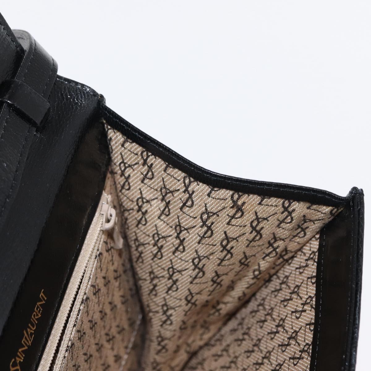 SAINT LAURENT Shoulder Bag Leather Black Gold Auth 151813