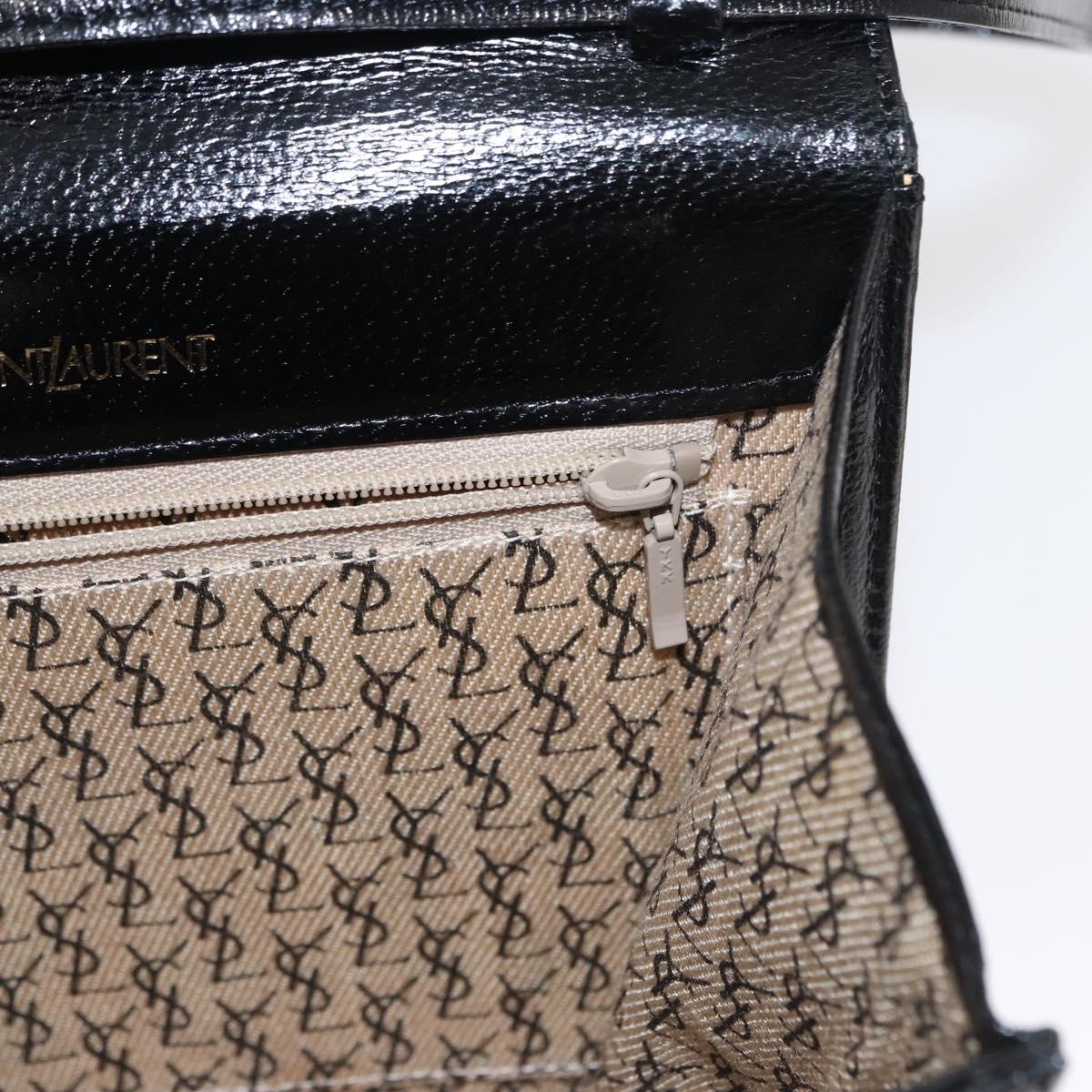 SAINT LAURENT Shoulder Bag Leather Black Gold Auth 151813