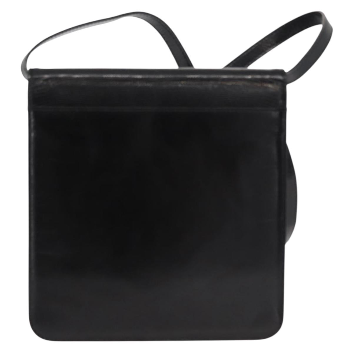 SAINT LAURENT Shoulder Bag Leather Black Gold Auth 151813