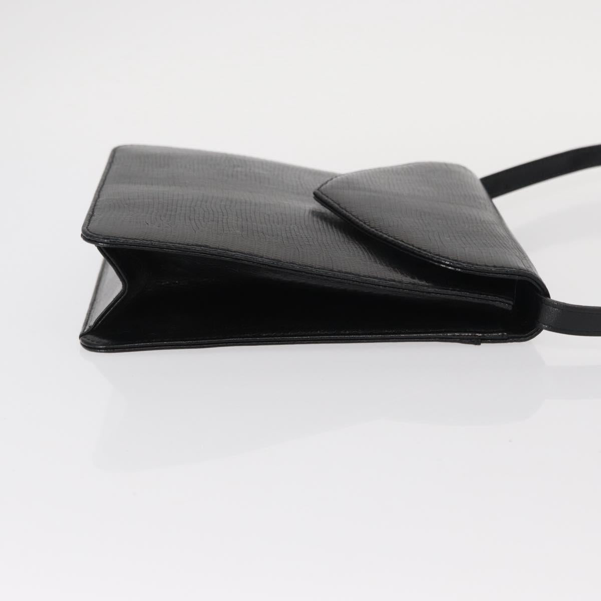 SAINT LAURENT Shoulder Bag Leather Black Gold Auth 151813