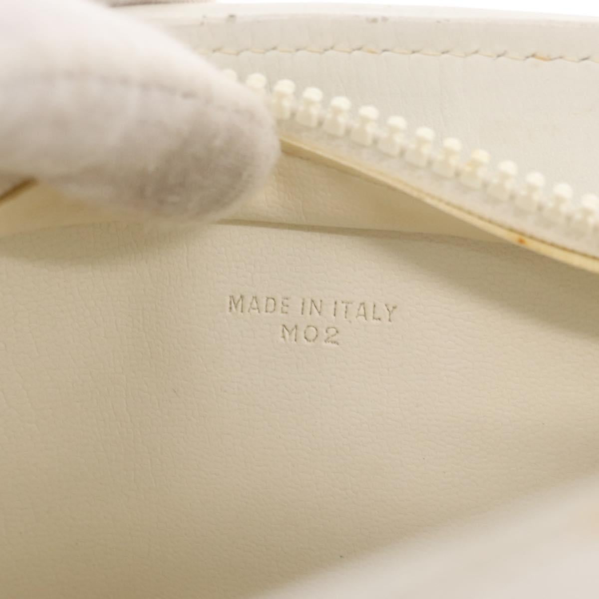 CELINE Shoulder Bag Leather White Gold Auth 151815