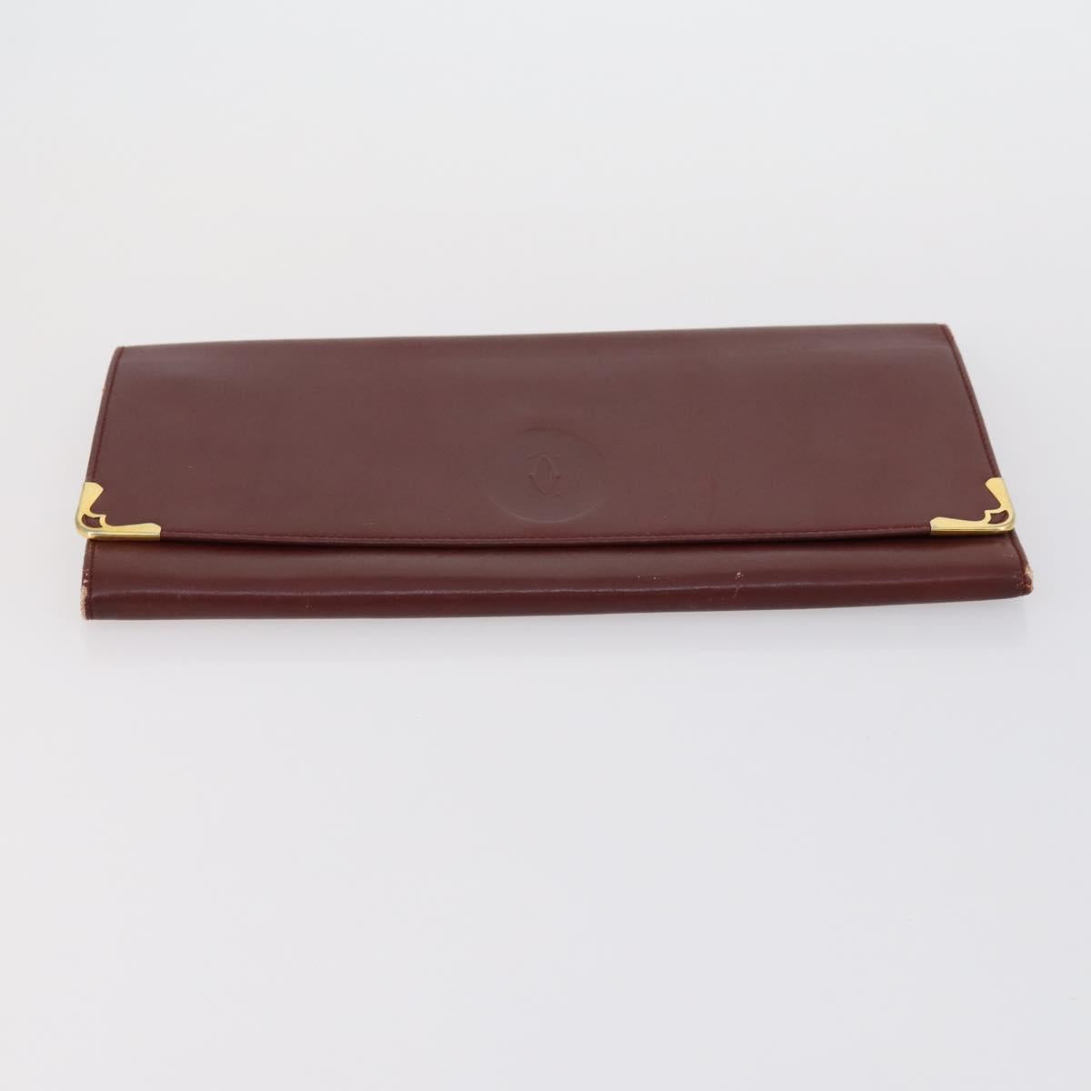 CARTIER Clutch Bag Leather 3 Set Bordeaux Auth 151825