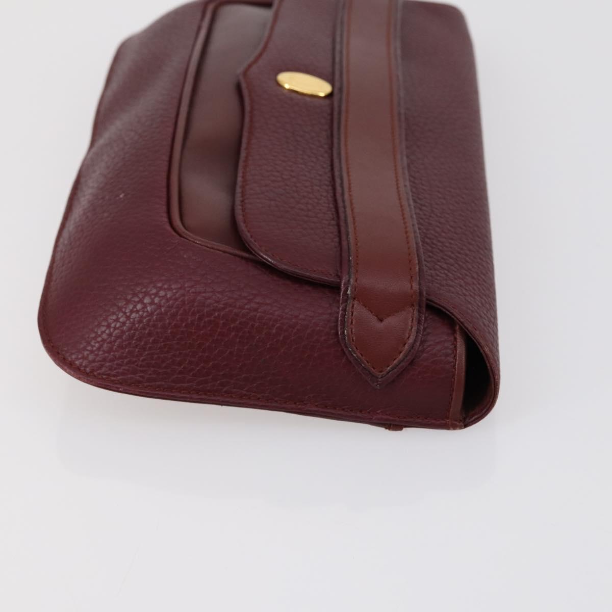 CARTIER Clutch Bag Leather 3 Set Bordeaux Auth 151825