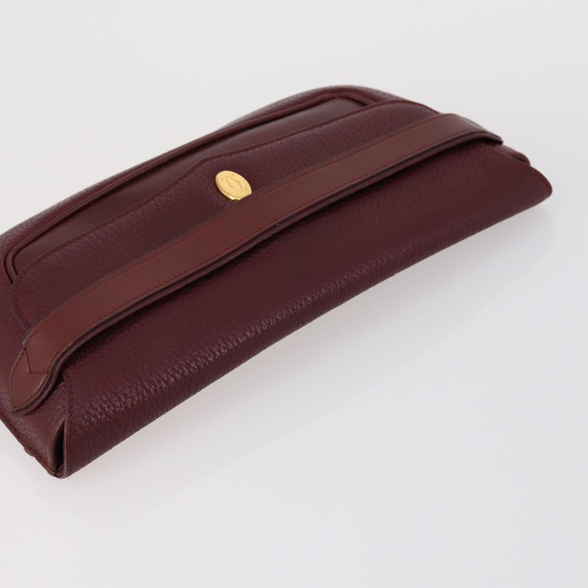 CARTIER Clutch Bag Leather 3 Set Bordeaux Auth 151825