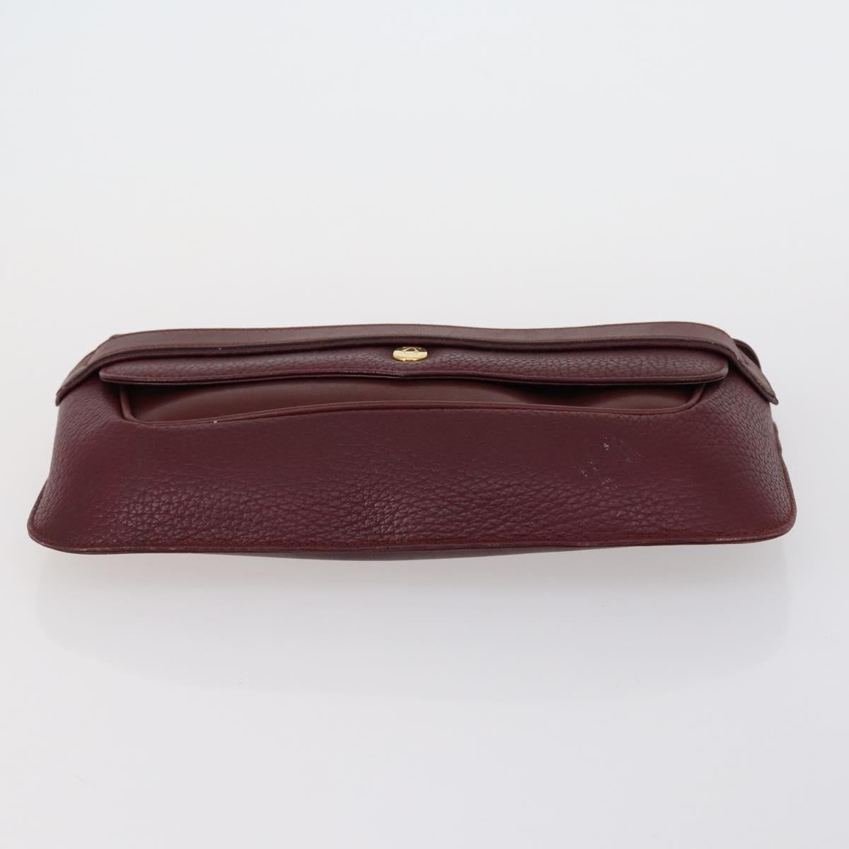 CARTIER Clutch Bag Leather 3 Set Bordeaux Auth 151825