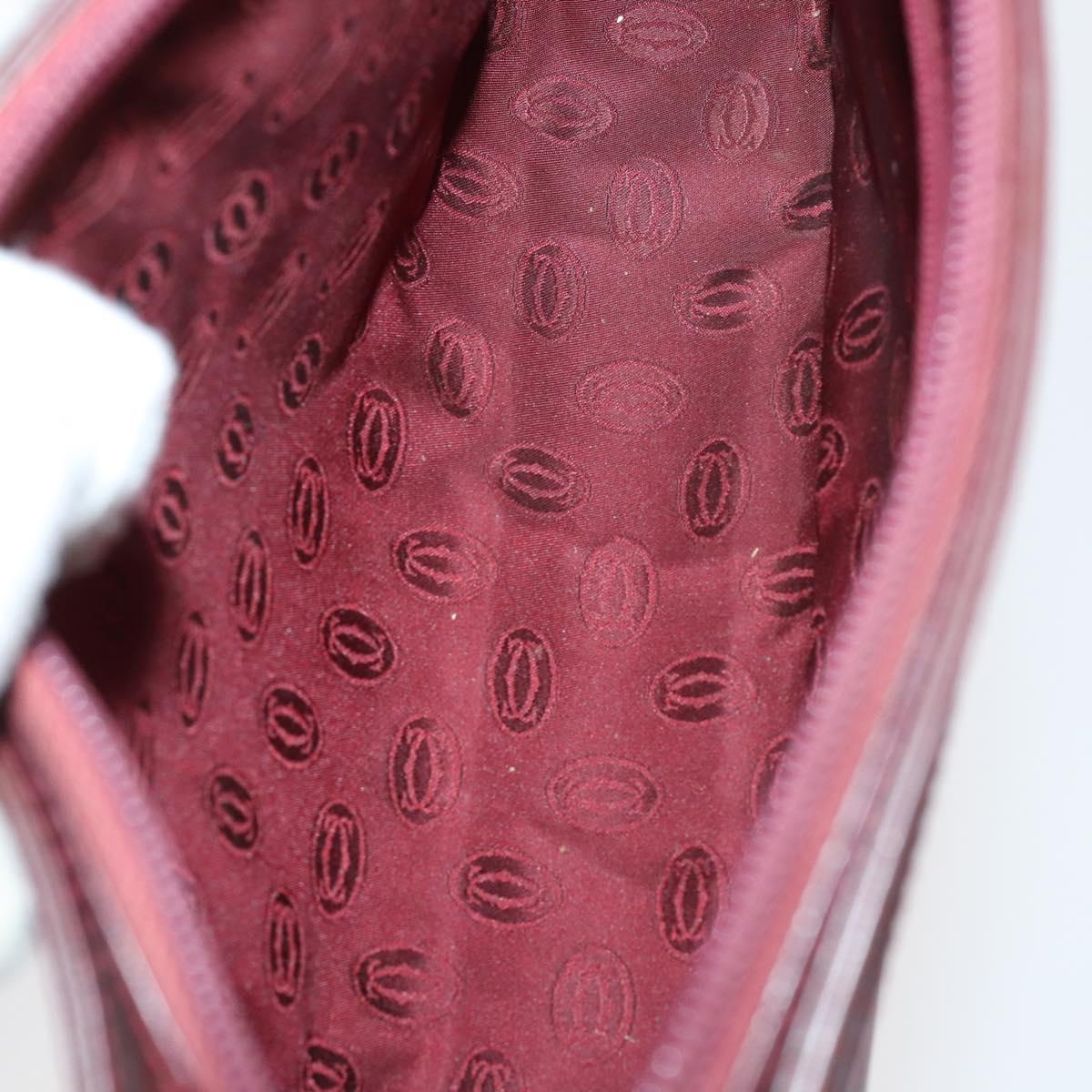 CARTIER Clutch Bag Leather 3 Set Bordeaux Auth 151825