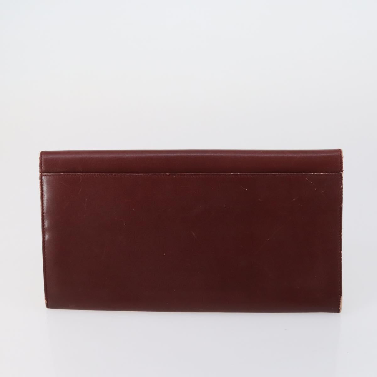CARTIER Clutch Bag Leather 3 Set Bordeaux Auth 151825