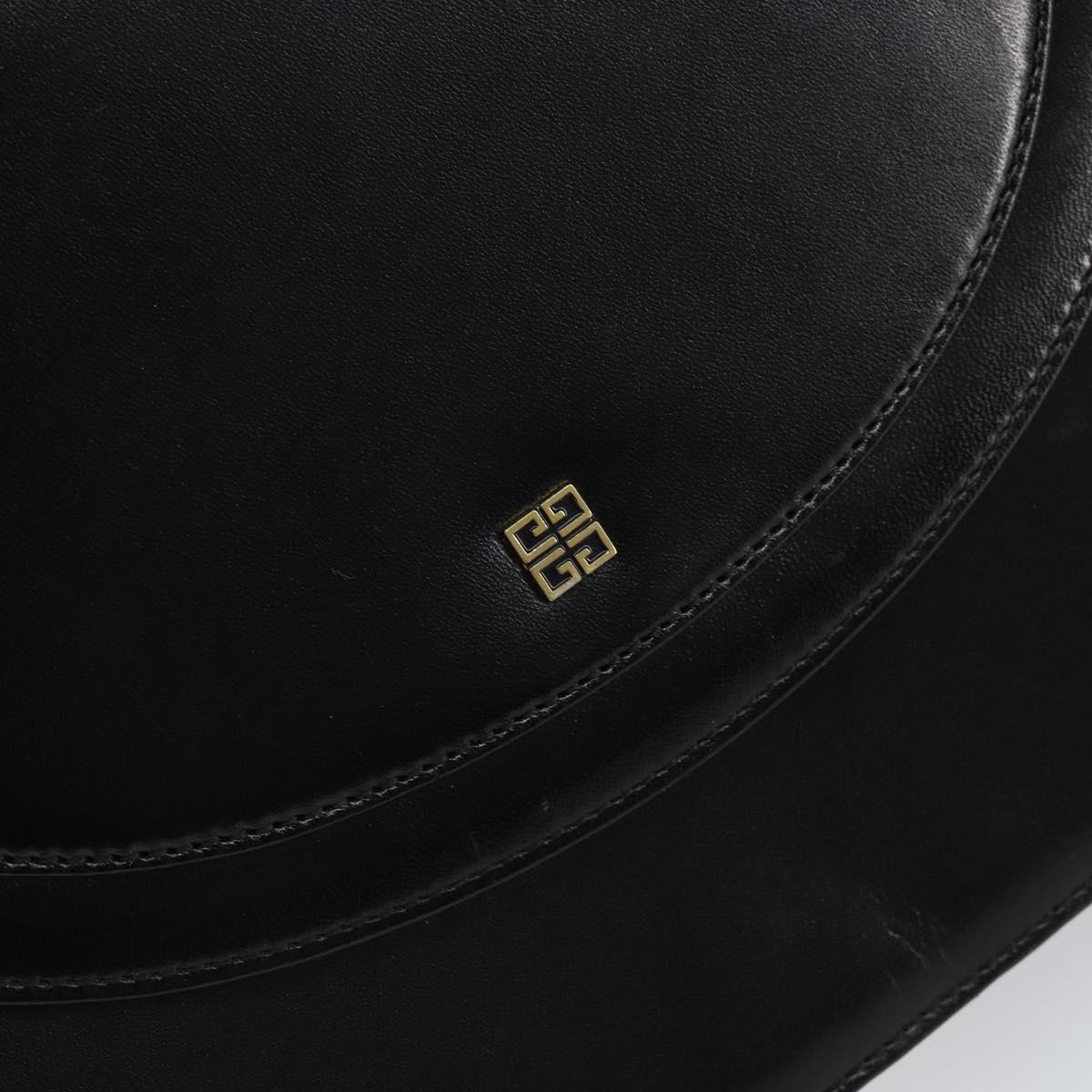 GIVENCHY Hand Bag Leather Black Gold Auth 151826
