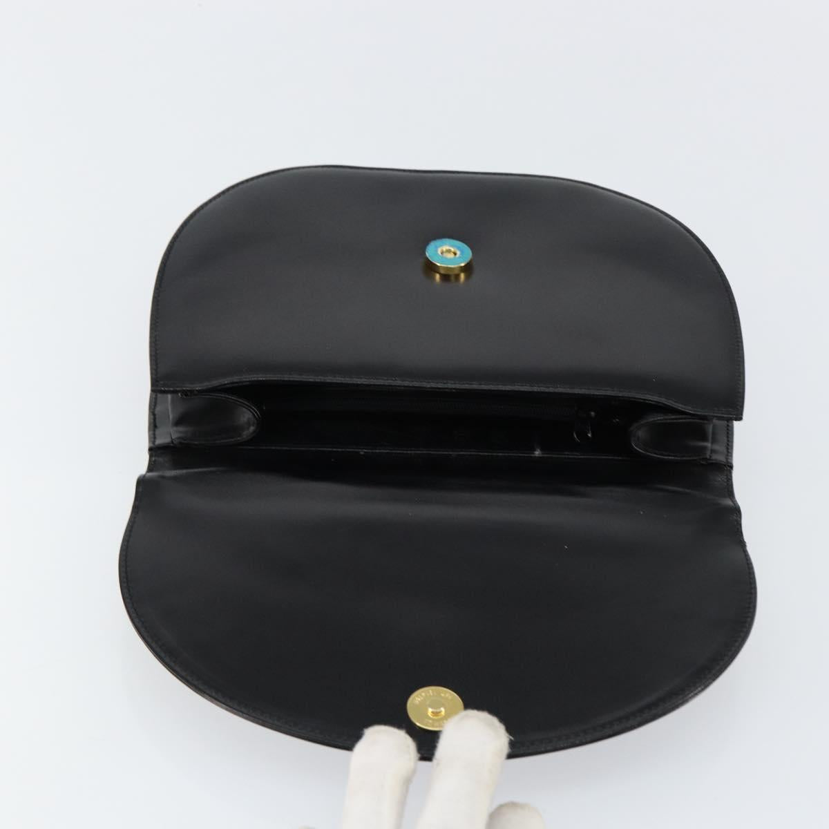 GIVENCHY Hand Bag Leather Black Gold Auth 151826