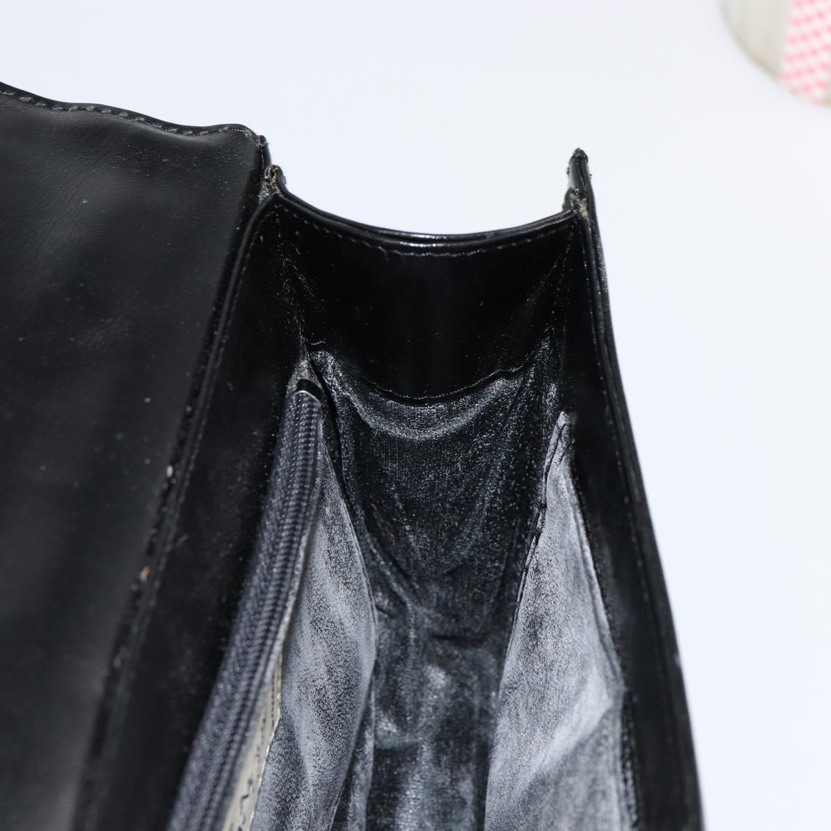 GIVENCHY Hand Bag Leather Black Gold Auth 151826