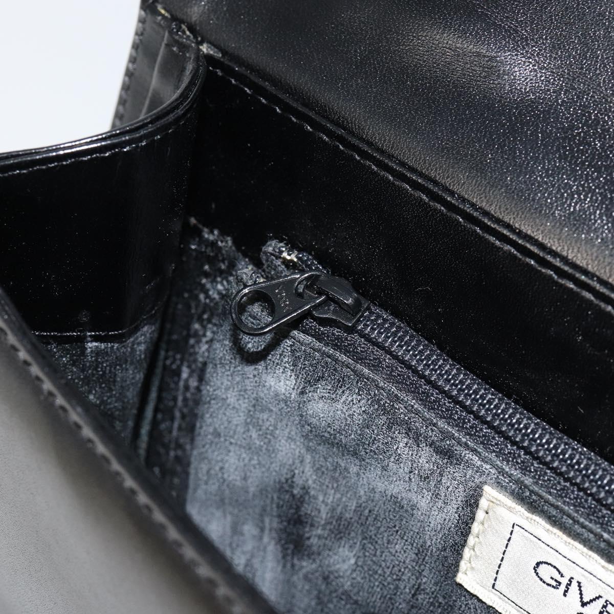 GIVENCHY Hand Bag Leather Black Gold Auth 151826