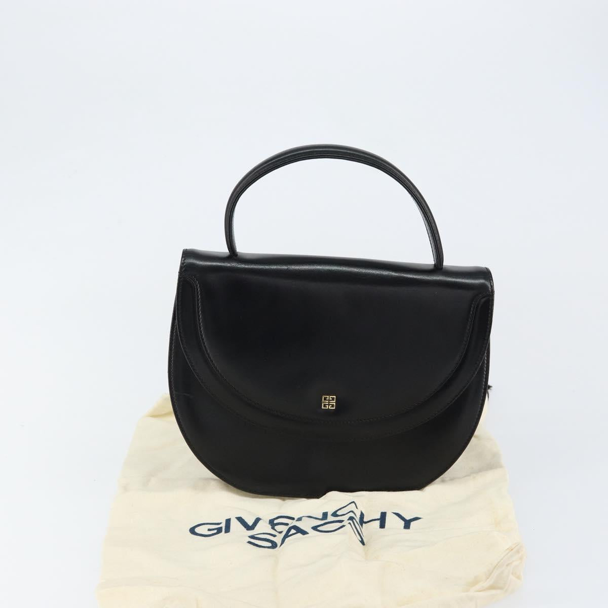 GIVENCHY Hand Bag Leather Black Gold Auth 151826