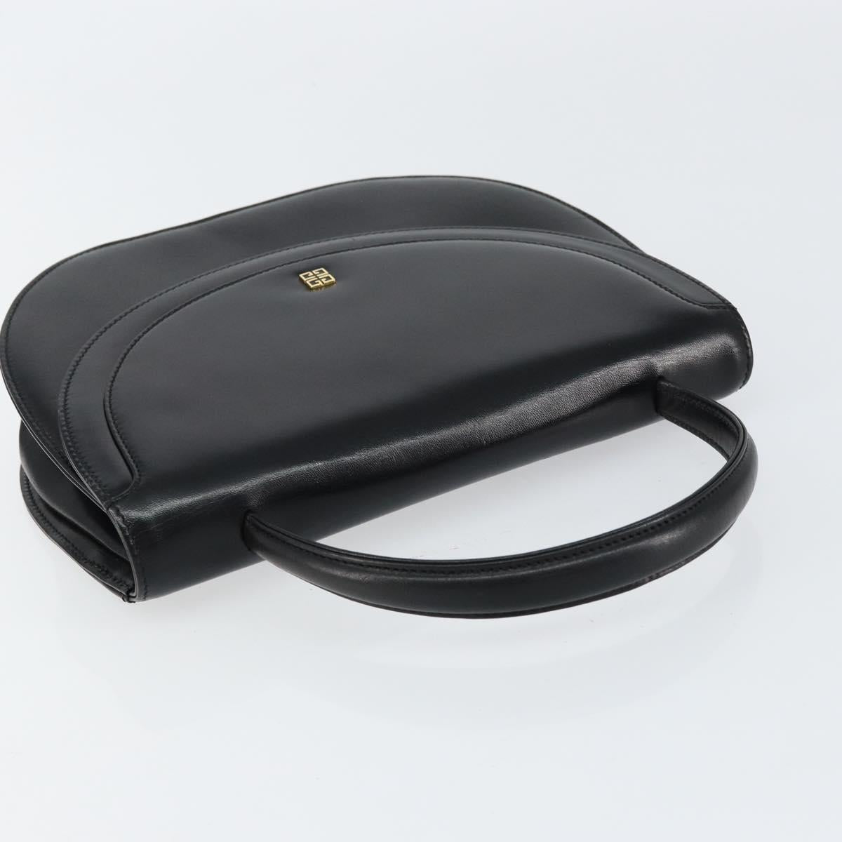 GIVENCHY Hand Bag Leather Black Gold Auth 151826