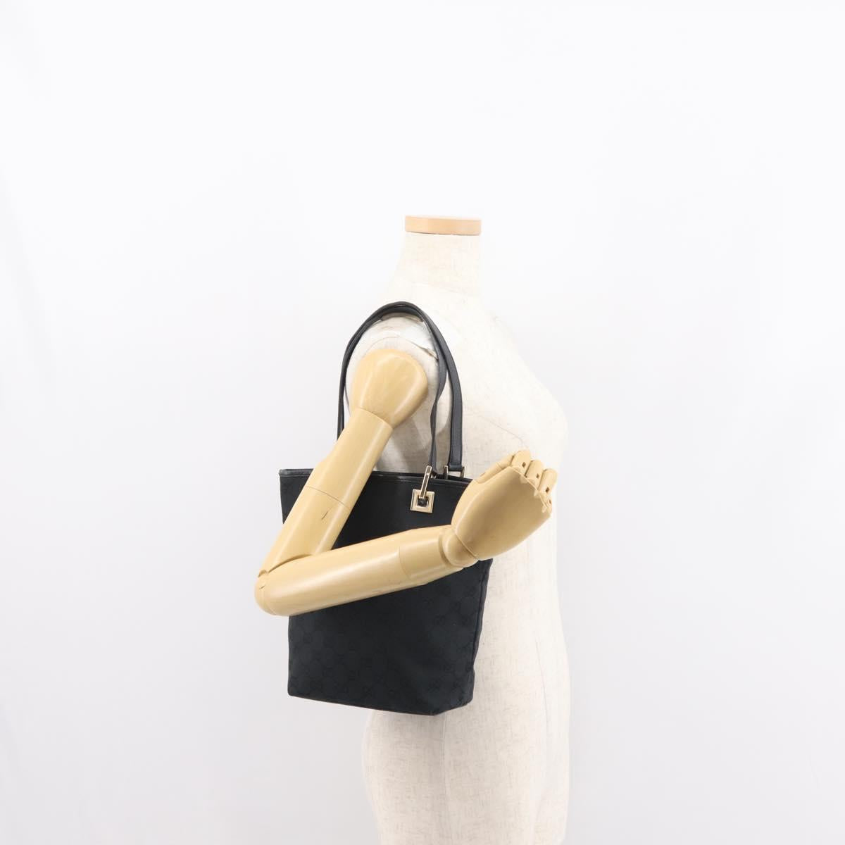 GUCCI GG Canvas Tote Bag Black Gold 002 1099 Auth 151846