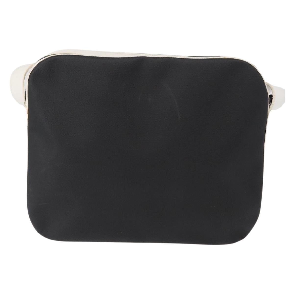 LOEWE Anagram Shoulder Bag Leather Black Silver Auth 151851