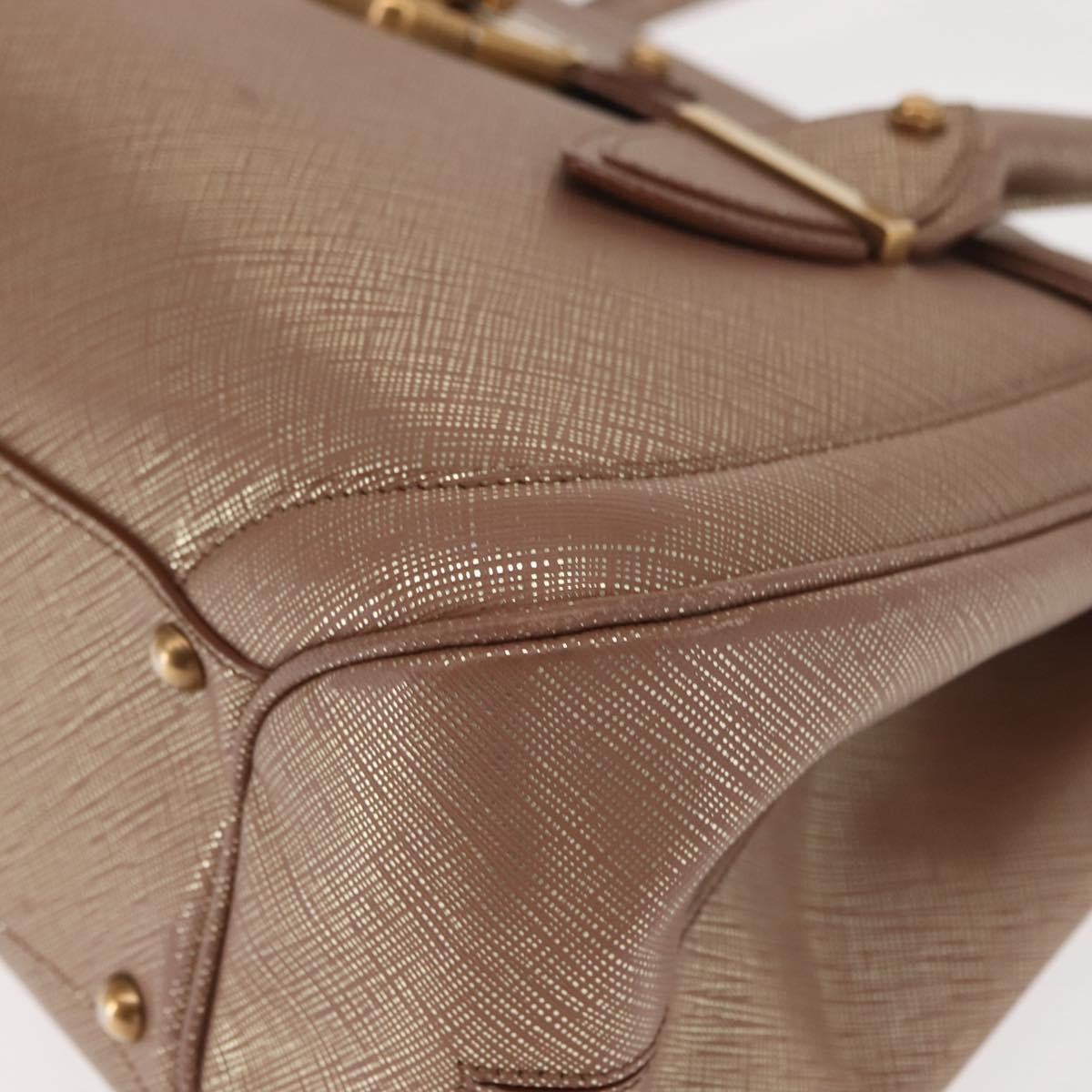 Salvatore Ferragamo Gancini Hand Bag Leather Gold Auth 151852