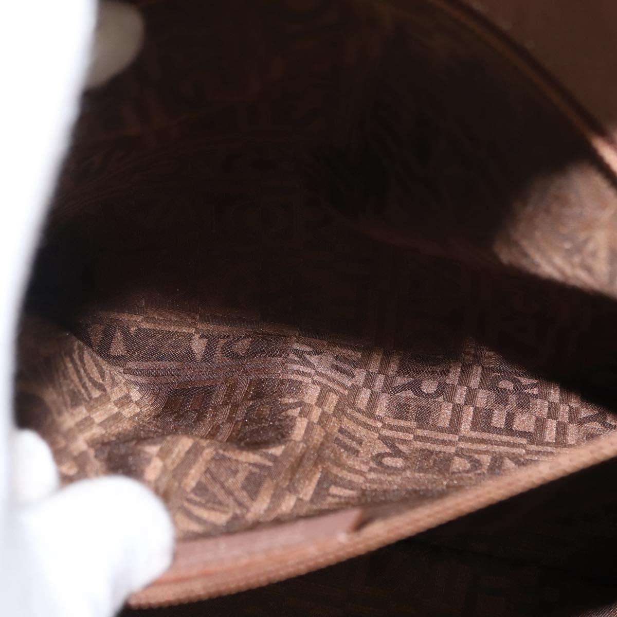 Salvatore Ferragamo Gancini Hand Bag Leather Gold Auth 151852