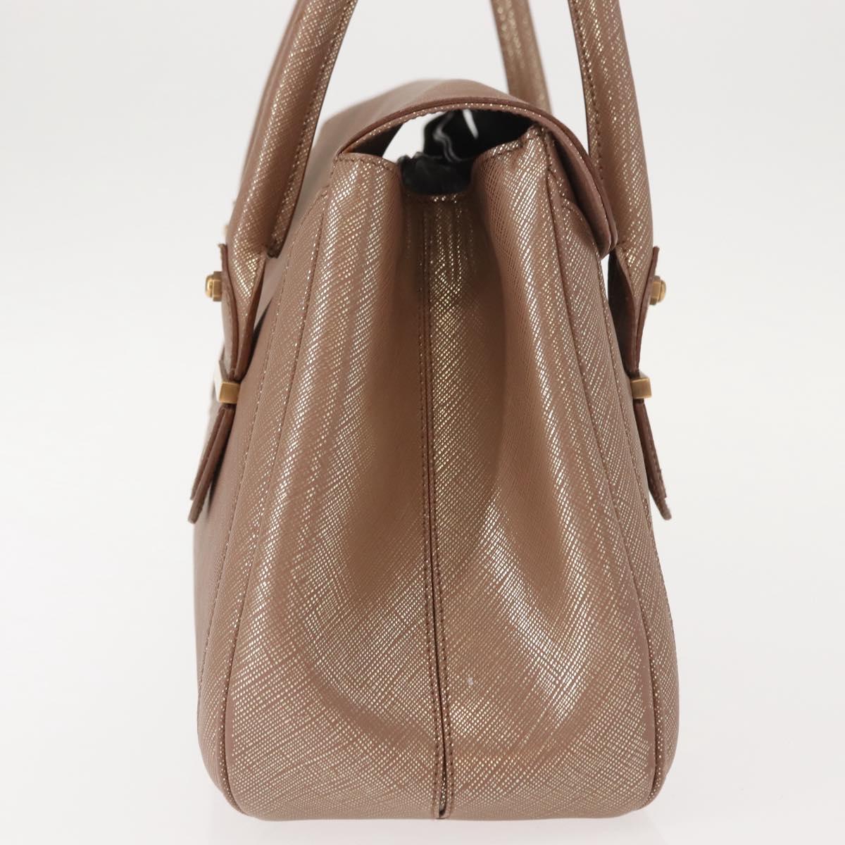 Salvatore Ferragamo Gancini Hand Bag Leather Gold Auth 151852