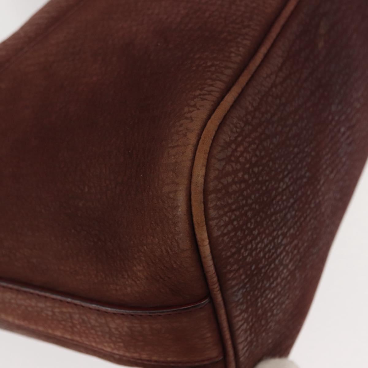 BVLGARI Medallion Shoulder Bag Leather Brown Gold Auth 151855