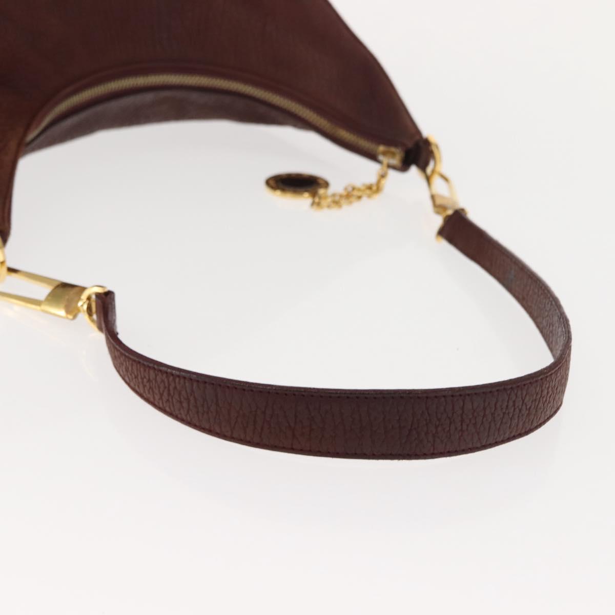 BVLGARI Medallion Shoulder Bag Leather Brown Gold Auth 151855