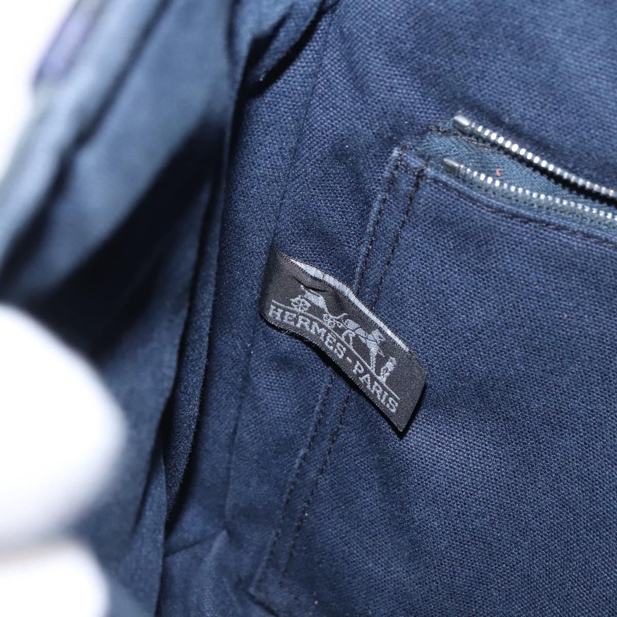 HERMES Fourre Tout Bassas PM Shoulder Bag Canvas Navy Auth 151857