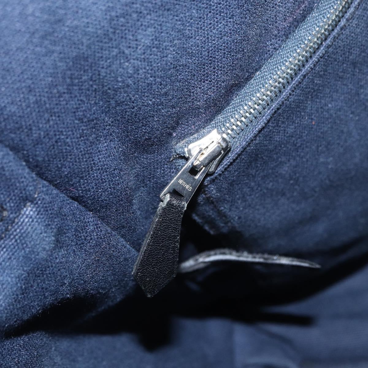 HERMES Fourre Tout Bassas PM Shoulder Bag Canvas Navy Auth 151857