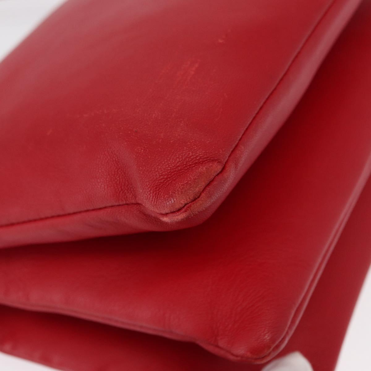 CELINE Trio Shoulder Bag Leather Red Gold Auth 151858