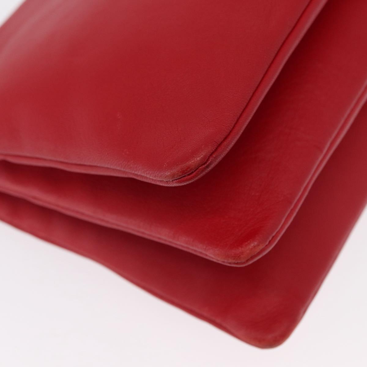 CELINE Trio Shoulder Bag Leather Red Gold Auth 151858