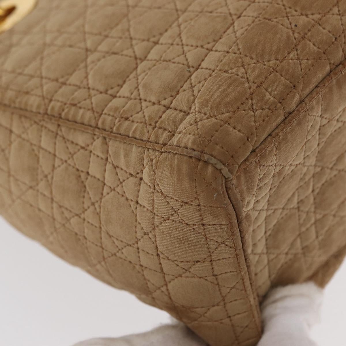 Christian Dior Lady Dior Canage Hand Bag Beige Gold Auth 151860