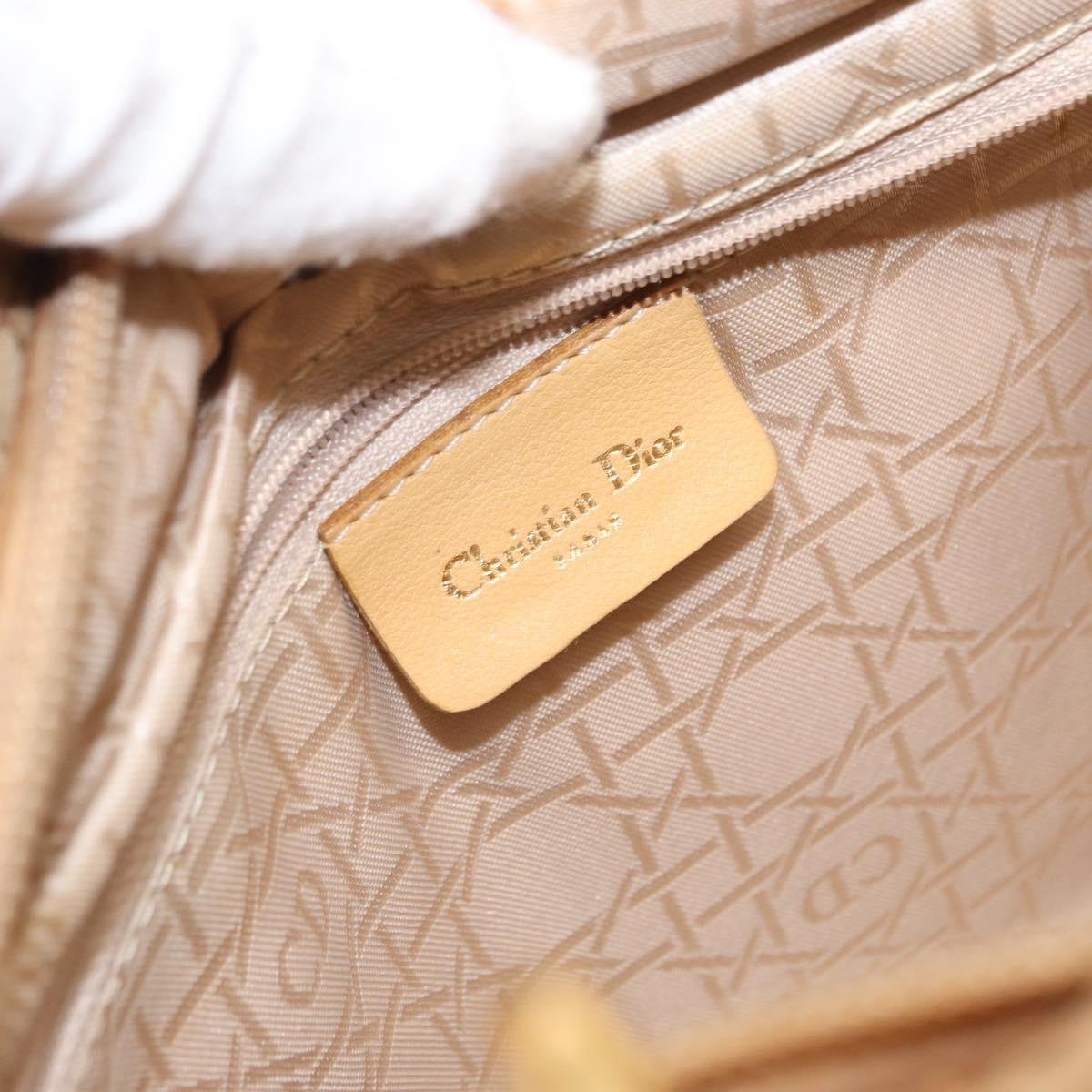 Christian Dior Lady Dior Canage Hand Bag Nylon Beige Gold Auth 151860