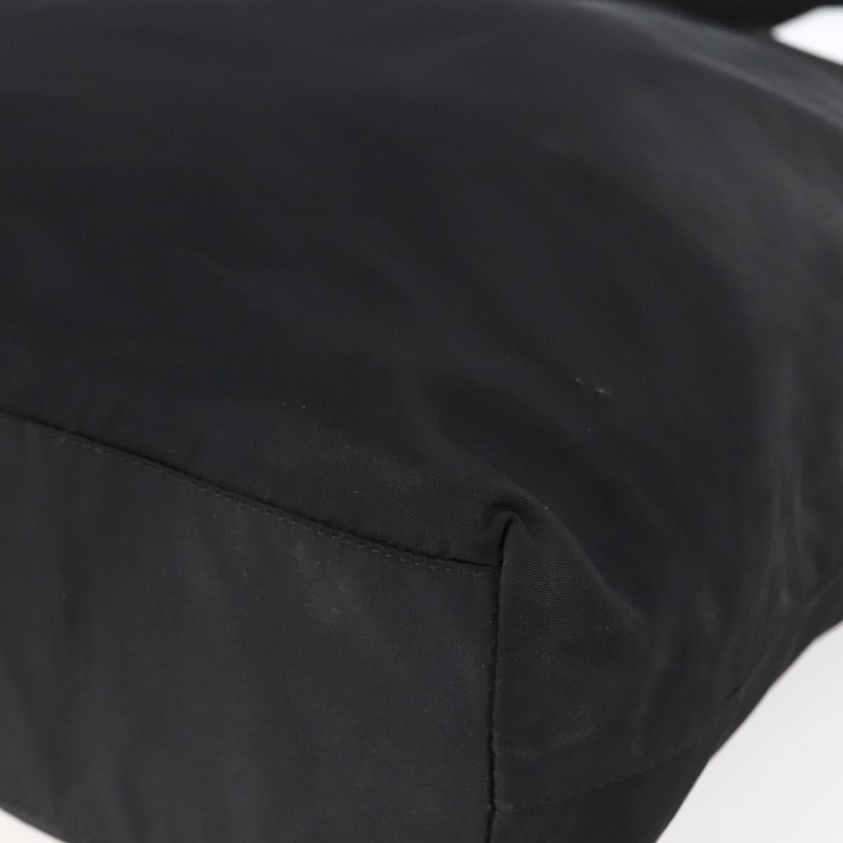 PRADA Tote Bag Nylon Black Silver Auth 151861