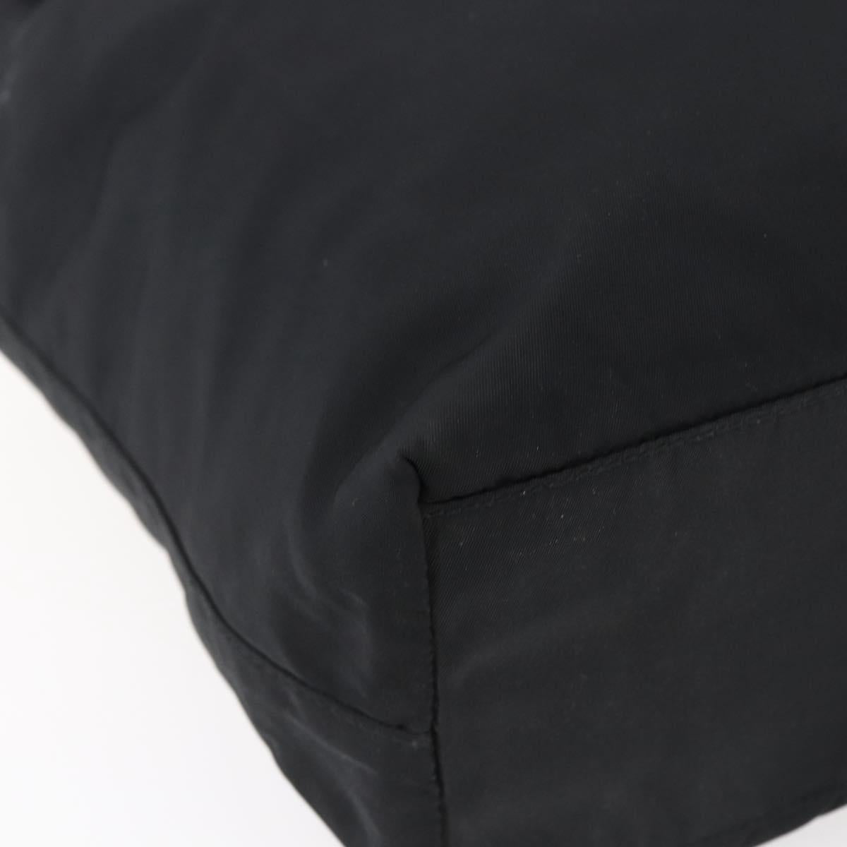 PRADA Tote Bag Nylon Black Silver Auth 151861