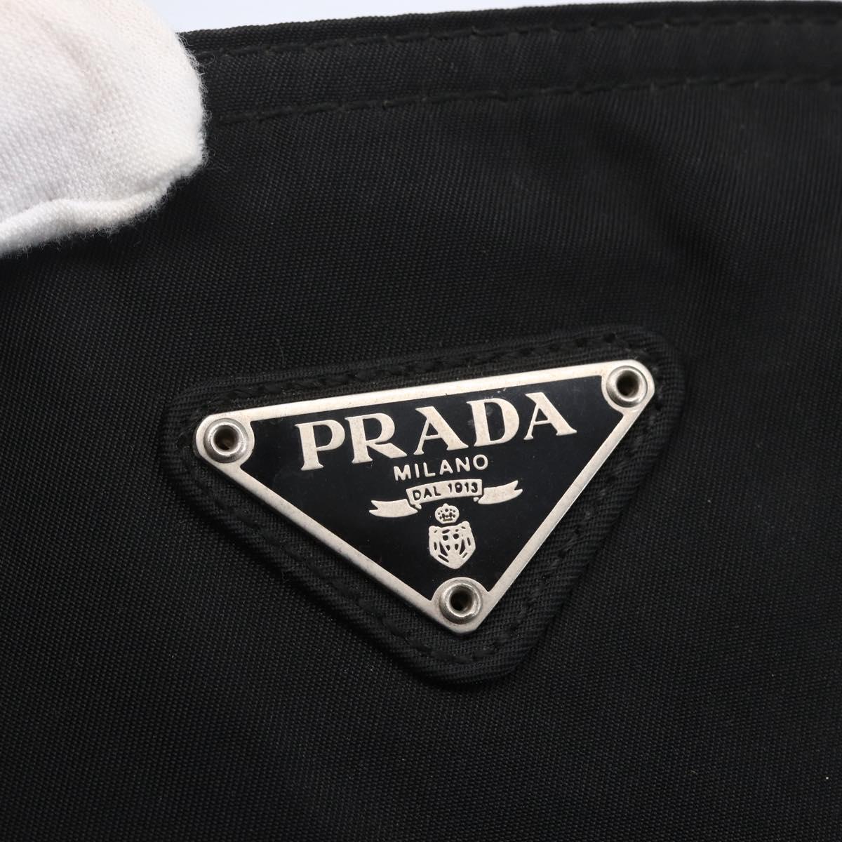 PRADA Tote Bag Nylon Black Silver Auth 151861