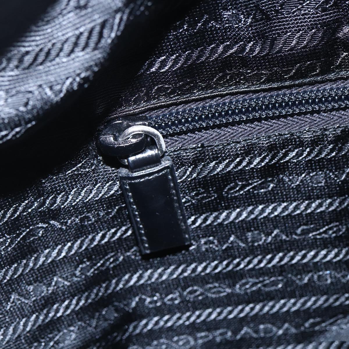 PRADA Tote Bag Nylon Black Silver Auth 151861