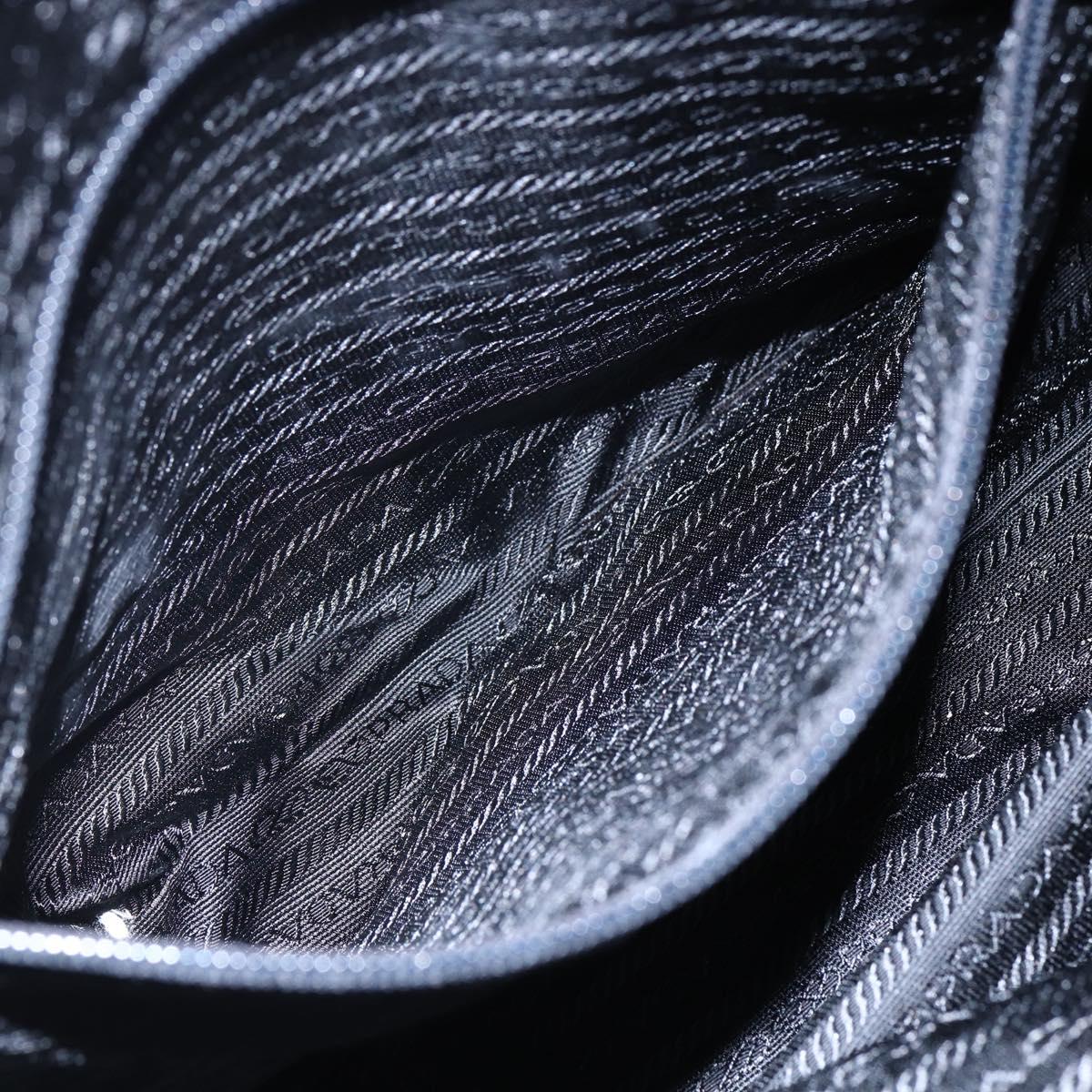 PRADA Tote Bag Nylon Black Silver Auth 151861
