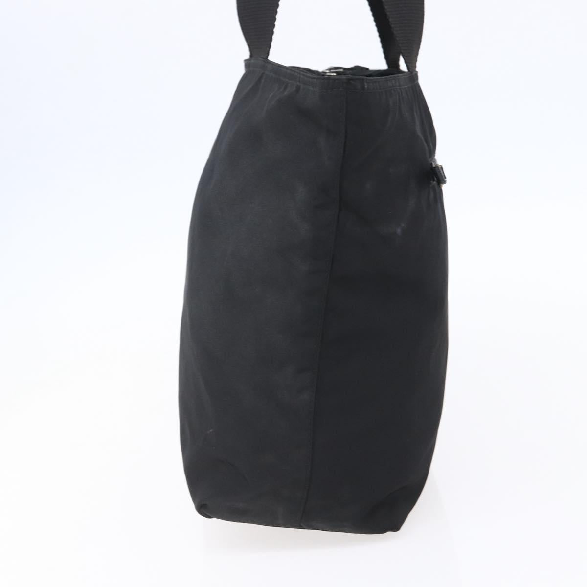 PRADA Tote Bag Nylon Black Silver Auth 151861